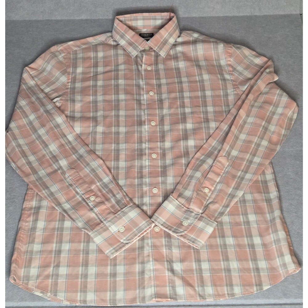 FAHERTY The Movement Shirt Sz Med Pink Plaid Button Down Long Sleeve Men's NWOT